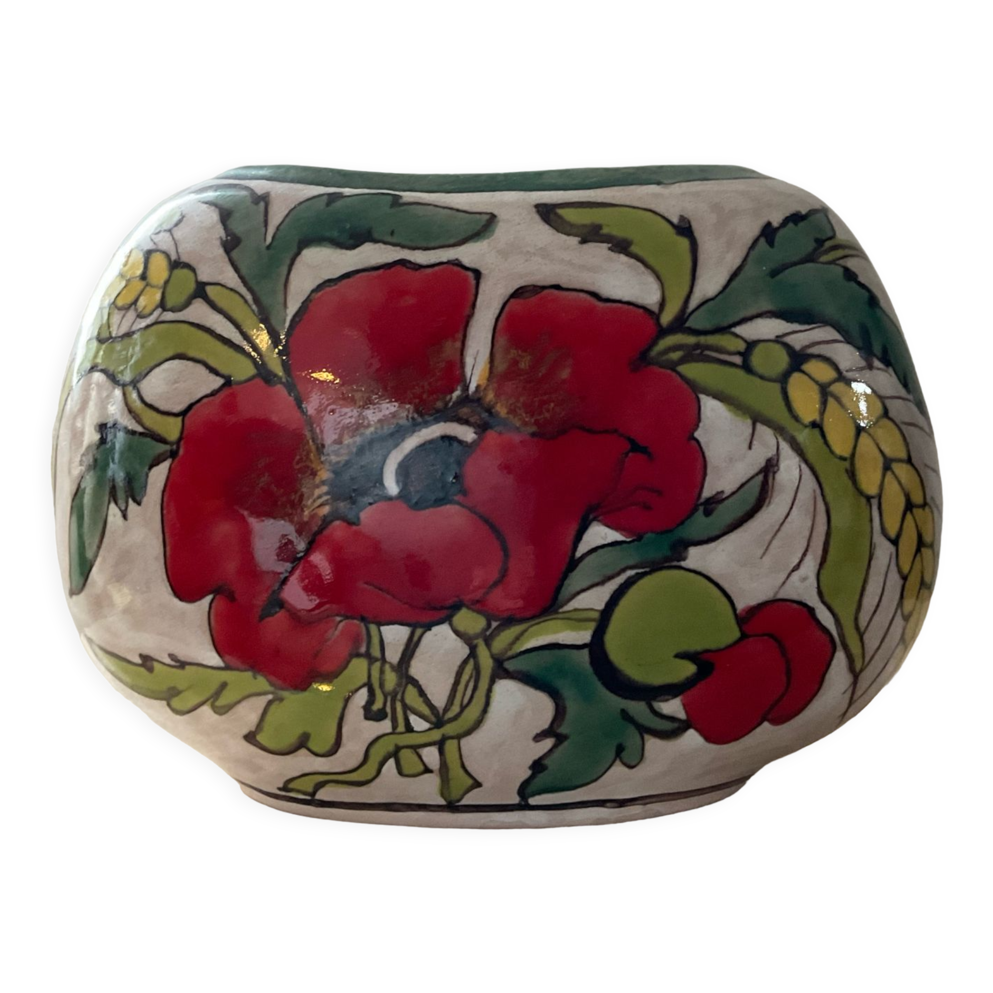 Vintage glazed ceramic vase signed