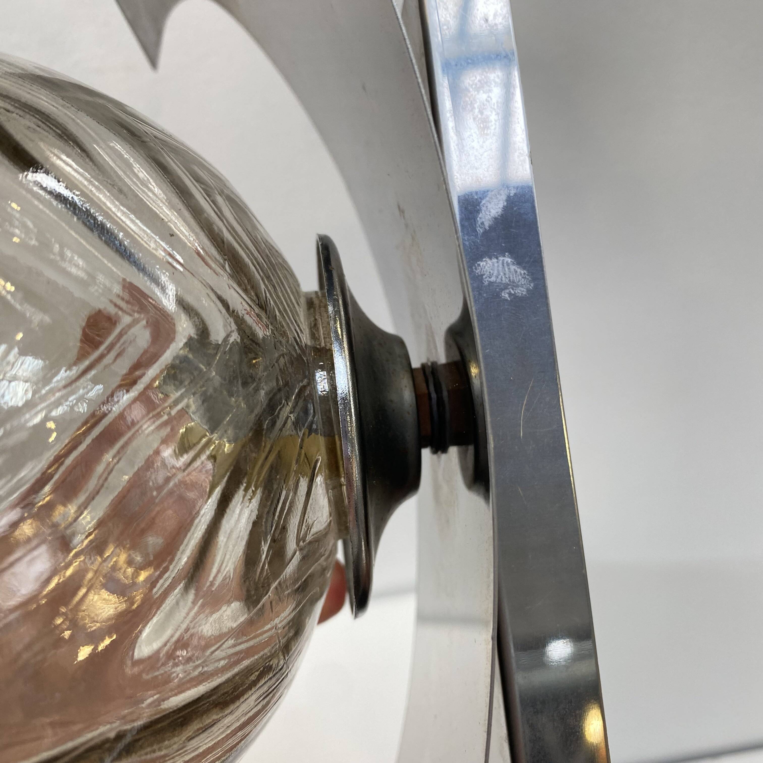 70s chrome and smoked glass wall light