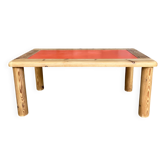 Modernist pine and orange lacquered coffee table, 1970s