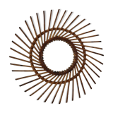 Large vintage bamboo and rattan sun mirror 53 cm in diameter