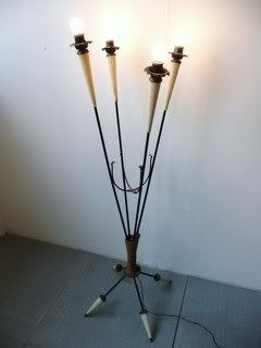 Floor lamp quafripode rope and plastic 50s vintage rockabilly floor lamp