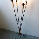 Lampadaire quafripode en corde et plastique années 50 vintage rockabilly floor lamp