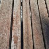 Public bench in wooden slat and cast iron