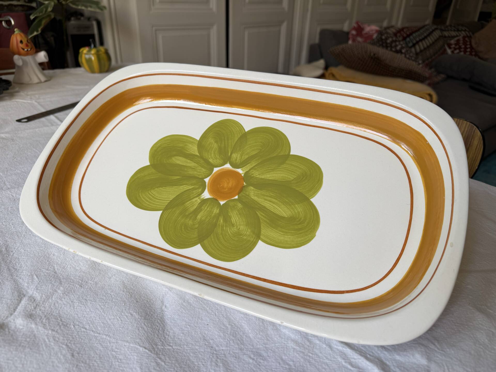 Plat vintage rectangular in earthenware model monaco by salins