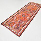 Red Orange Tribal Vintage Runner Rug, 101x297Cm