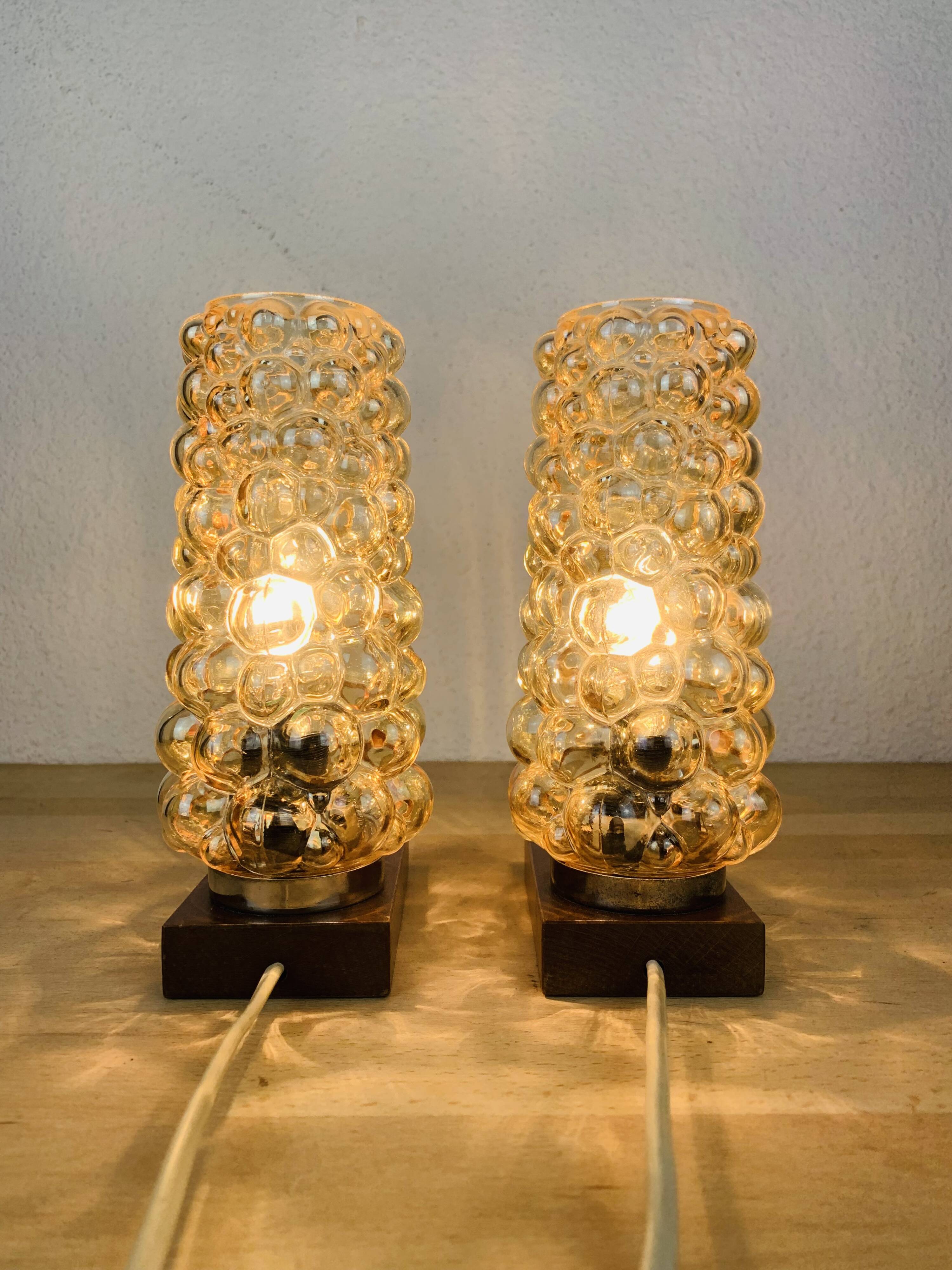 Paire de lampes chevets par Helena Tynell bubble pour Limburg
