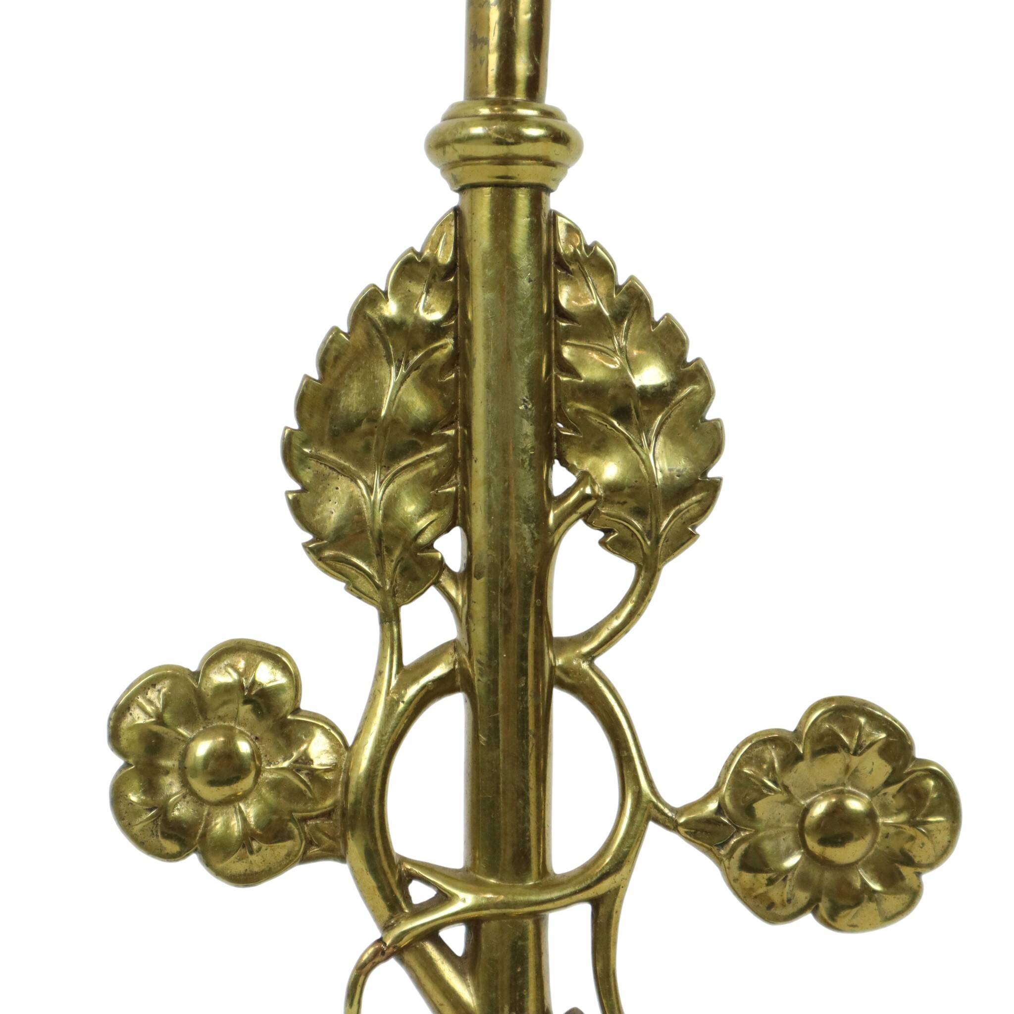 Elegant Floral Table Lamp Brass Art Nouveau Style 43cm