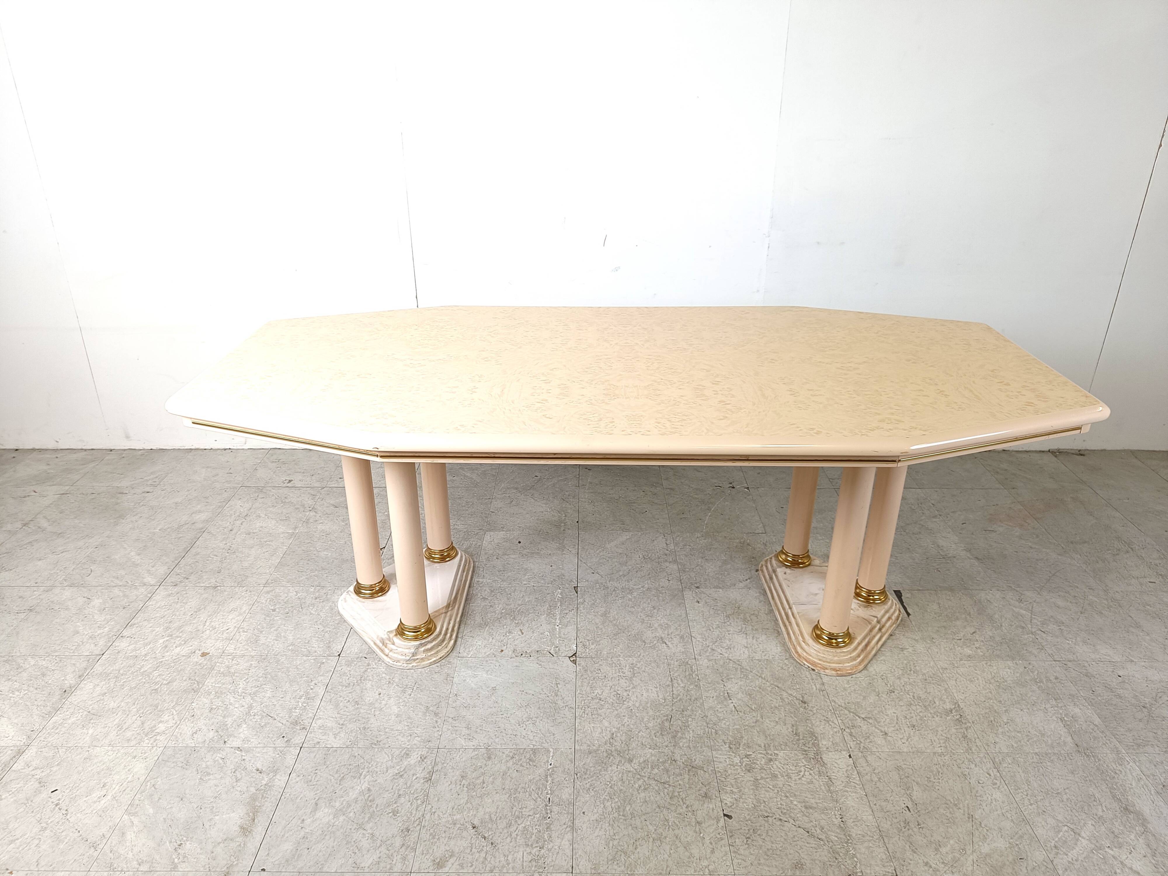 Vintage beige lacquered dining table, 1970s