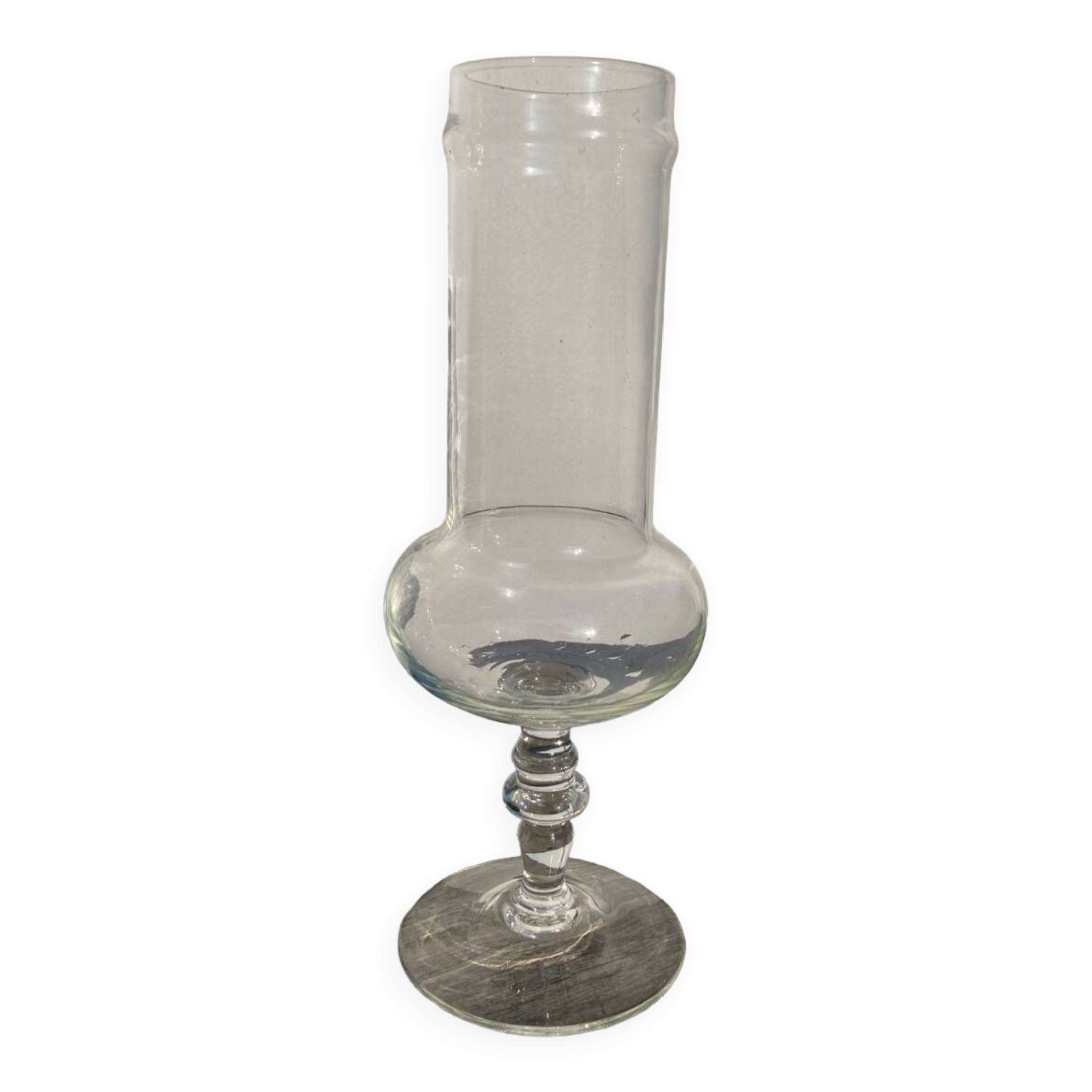 Vase sur pied en verre transparent