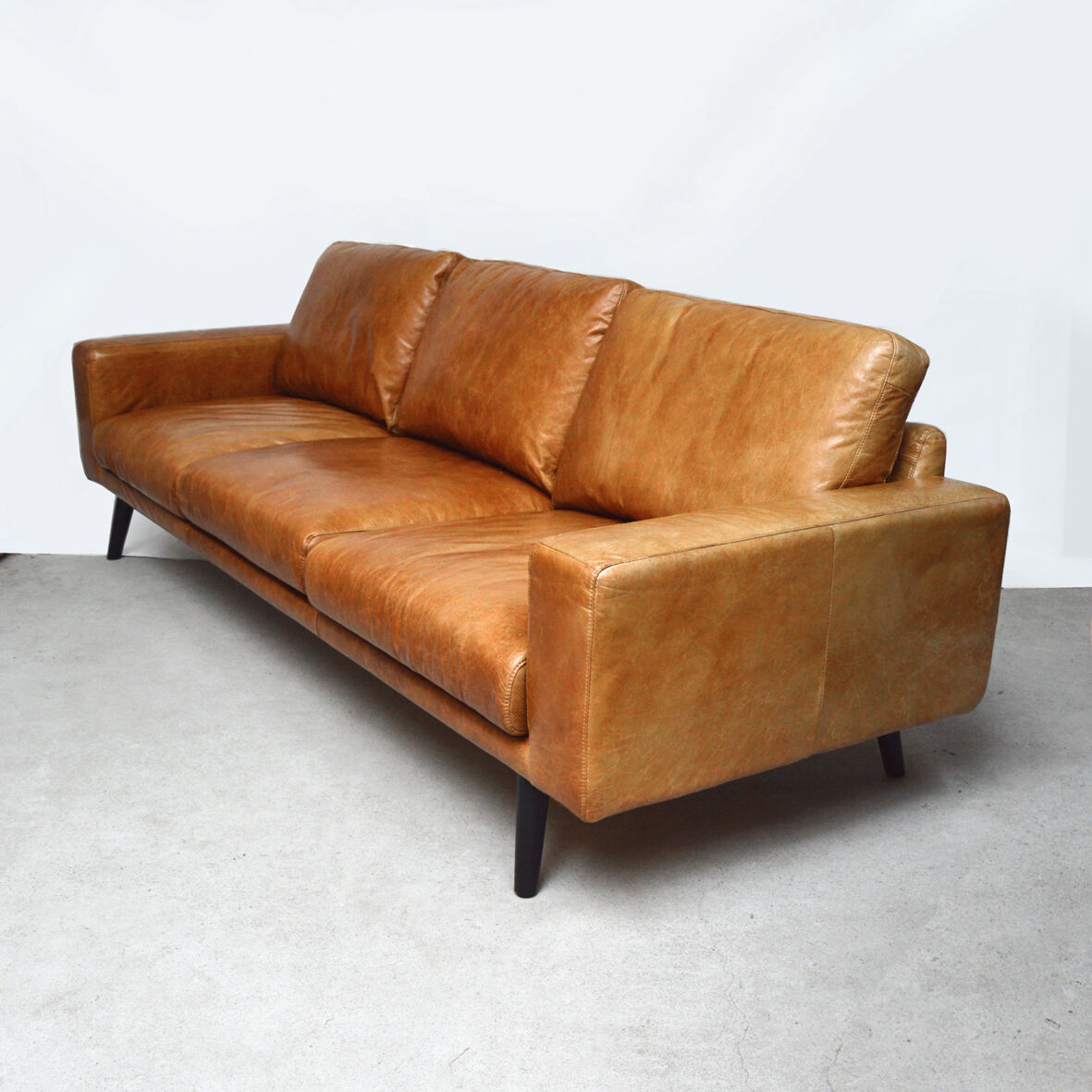 Large brown leather sofa