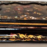 Burgauté writer with gilding, decorations painted with flowers, Napoleon III era