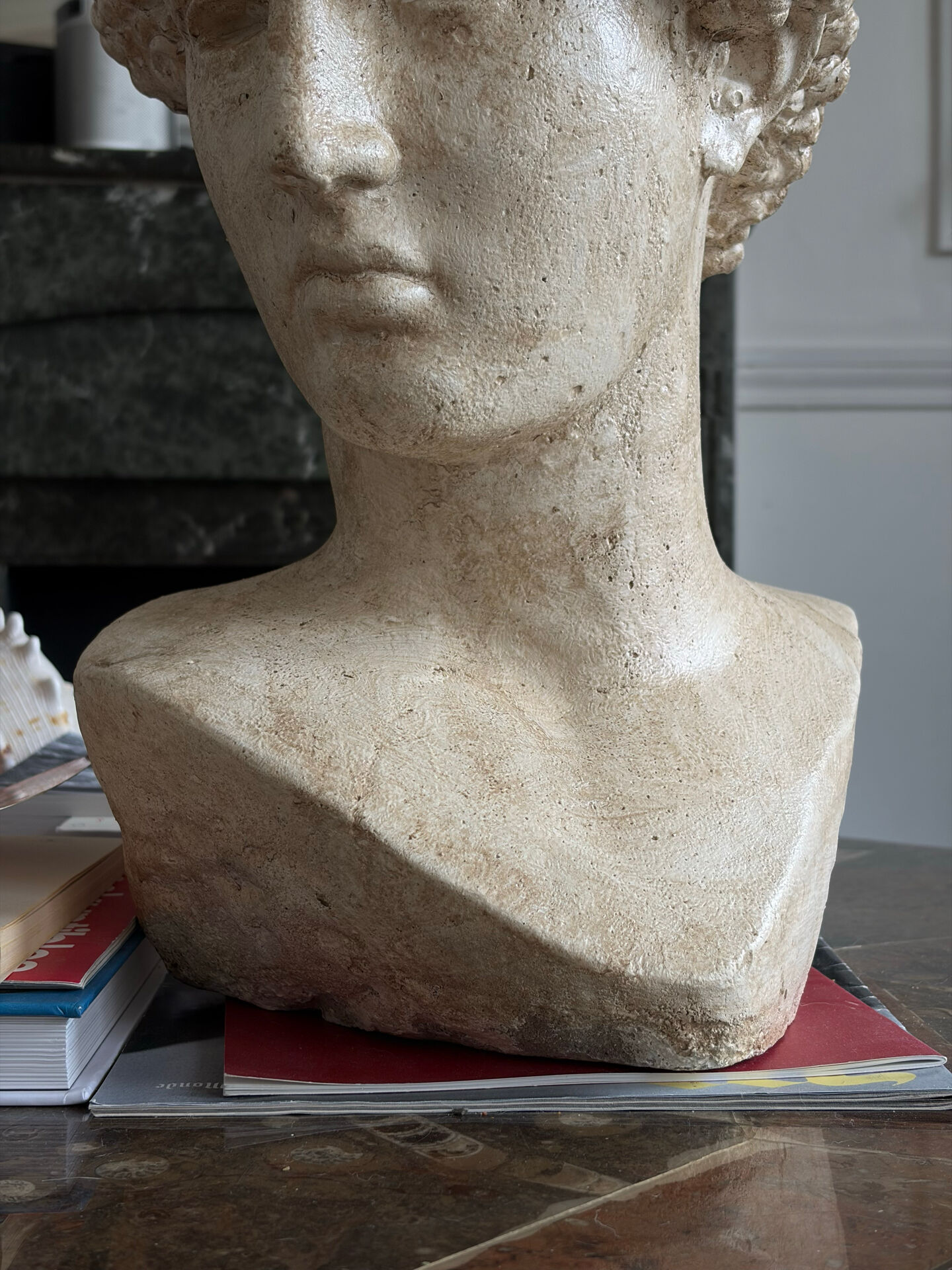 Male head bust in antique style
