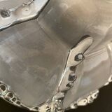 Glass pendant light, braided fabric cable and porcelain ceiling rose