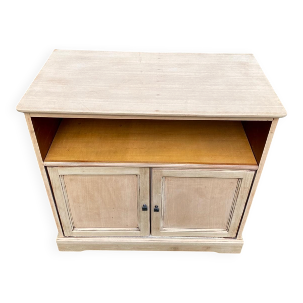 Buffet Louis Philippe deux portes meuble TV rénové en bois brut