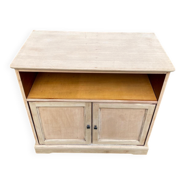 Louis Philippe two-door buffet, renovated TV unit in raw wood.