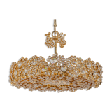 Gilt Brass and Crystal Glass Encrusted Chandeliers by Palwa, Germany, 1970s