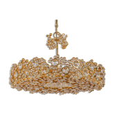 Lustre laiton doré et de verre de cristal par Palwa, Allemagne, années 1970