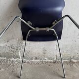 Set of 4 Kartell Maui Chairs — Navy Blue Polypropylene Seats, Chrome Legs, by Vico Magistretti