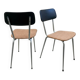 Paire de chaises vintage chrome, skaï & coton rouille orangé
