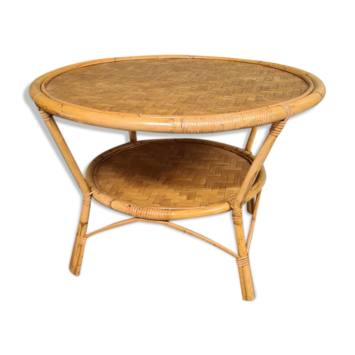 Retro Rattan Coffee Table 1990s.