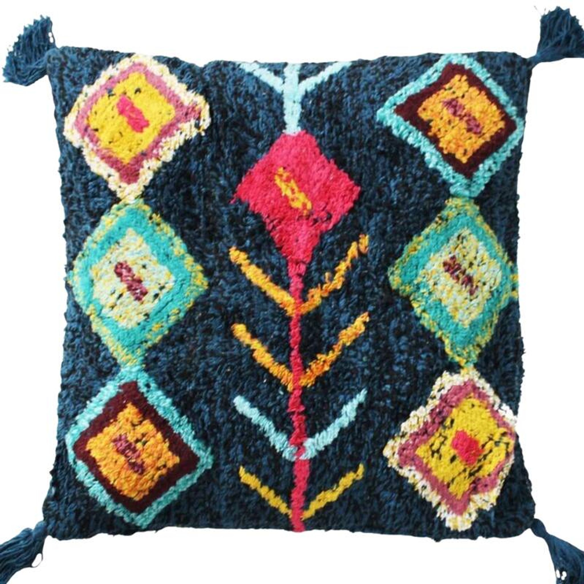 Coussin inspiration berbère bleu Azilal 45x45 cm