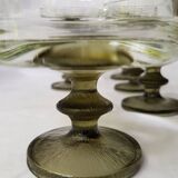 Ensemble de 6 tasses à dessert à pied vert par Venam Italie 1970