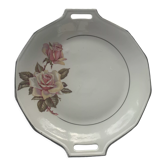 Plat à gâteaux motifs les roses en porcelaine art déco