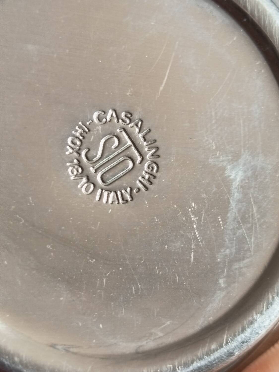 Set of 6 Casalinghi stainless steel cups and saucers, vintage Italian design