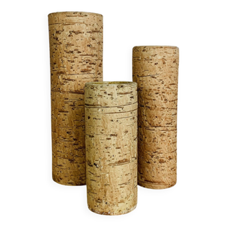 Trois vases rouleau grès vintage