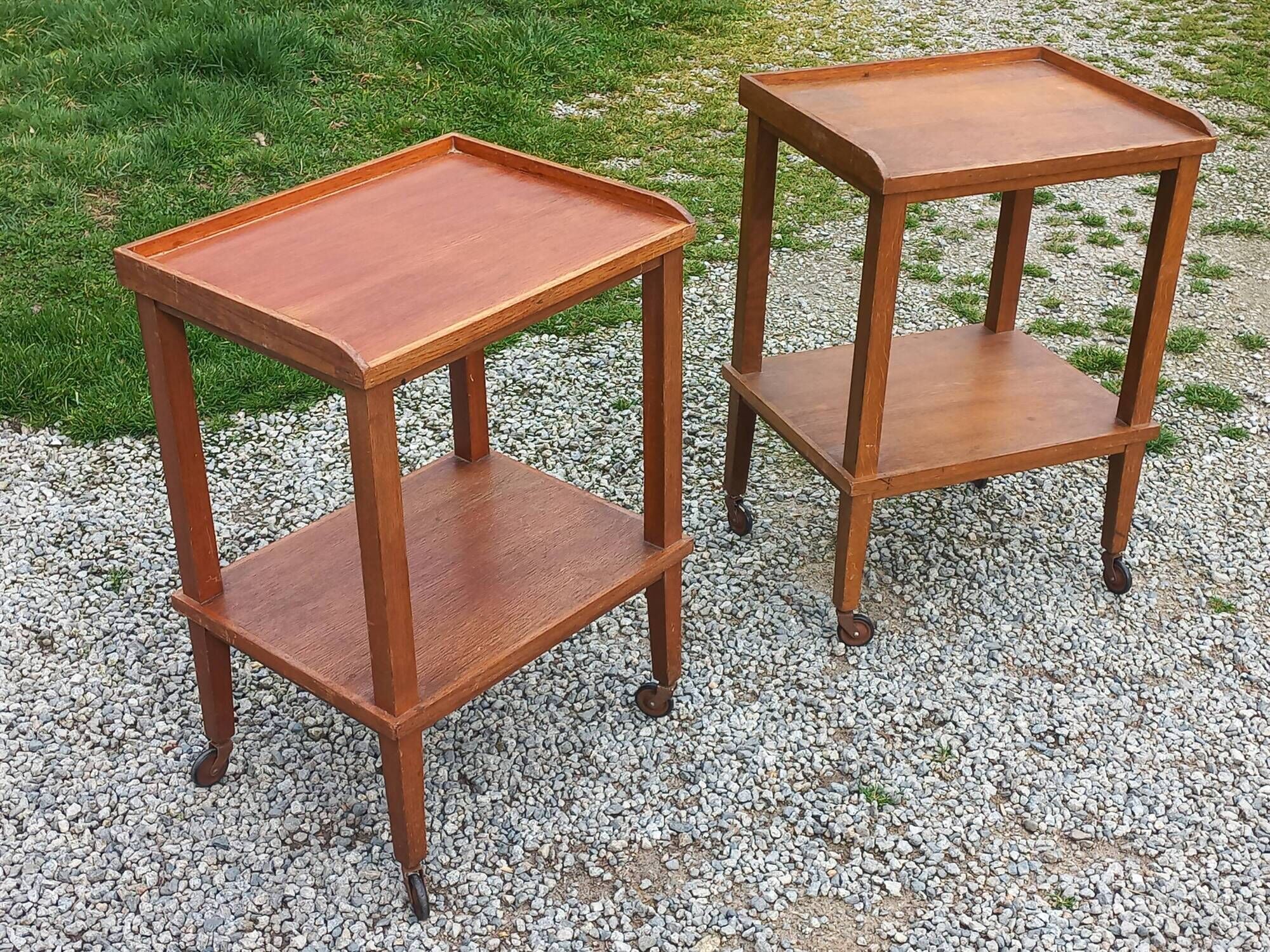 Pair of vintage 50s oak side tables