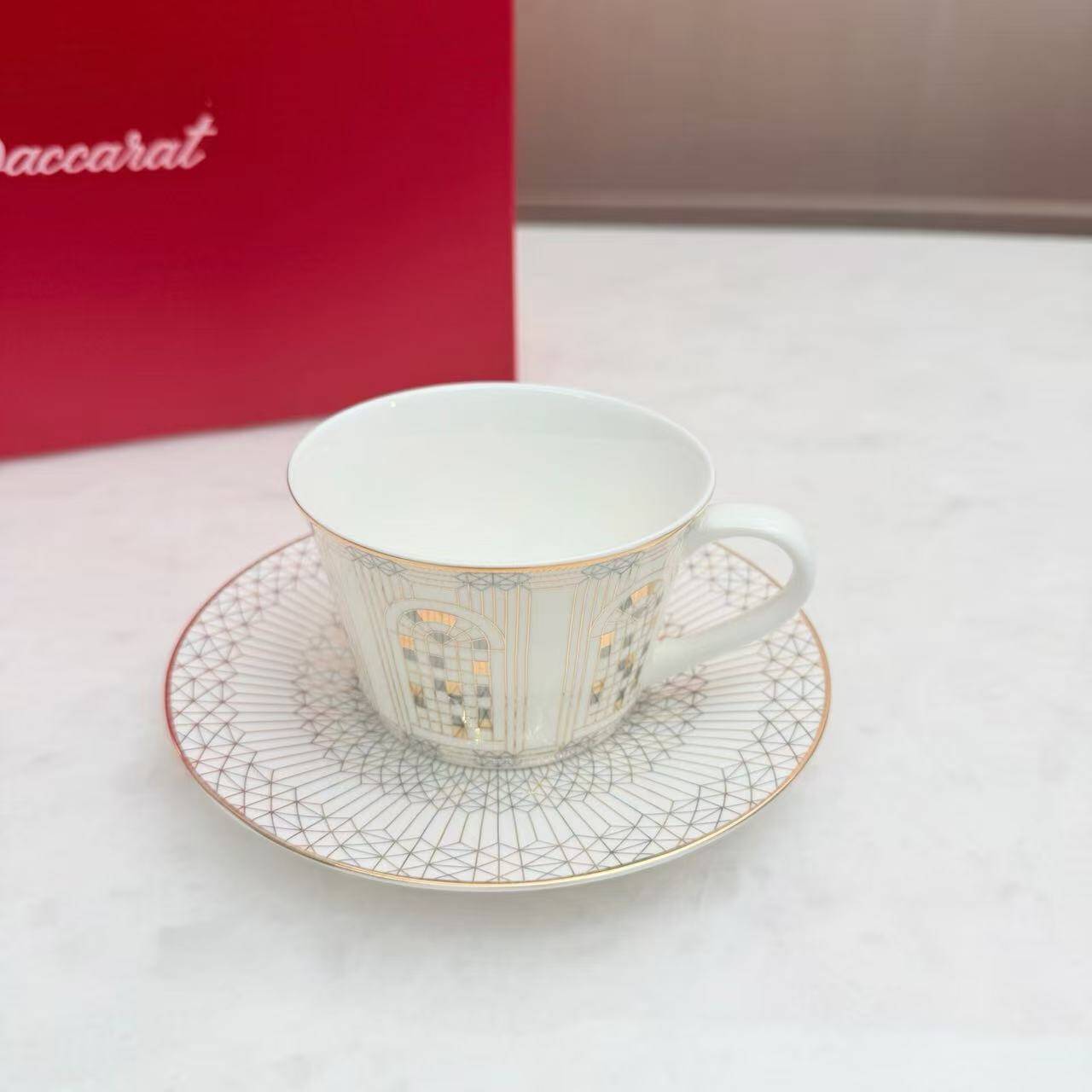 Baccarat Arcadia Gold & Platinum Porcelain Set, 2 Timbales & 2 Plates