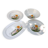 Salad bowl and 3 dishes porcelain Winterling Bavaria vintage