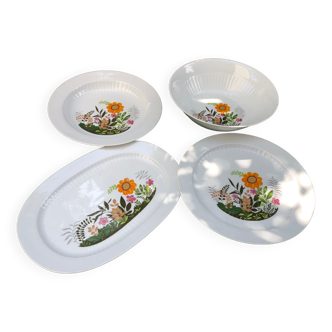 Salad bowl and 3 dishes porcelain Winterling Bavaria vintage