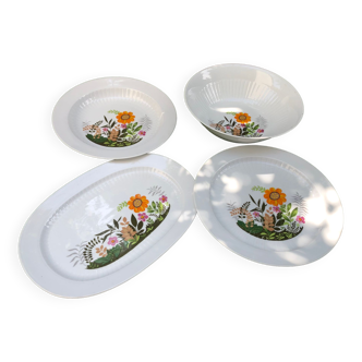 Saladier et 3 plats porcelaine Winterling Bavaria vintage