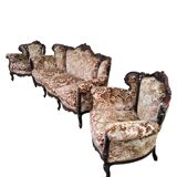 Divano et poltrone en style baroque piémontais en legno intagliato a mano e