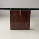 Mid-century minimalist thick glass coffee table, rosewood legs, 1960, Germany.
