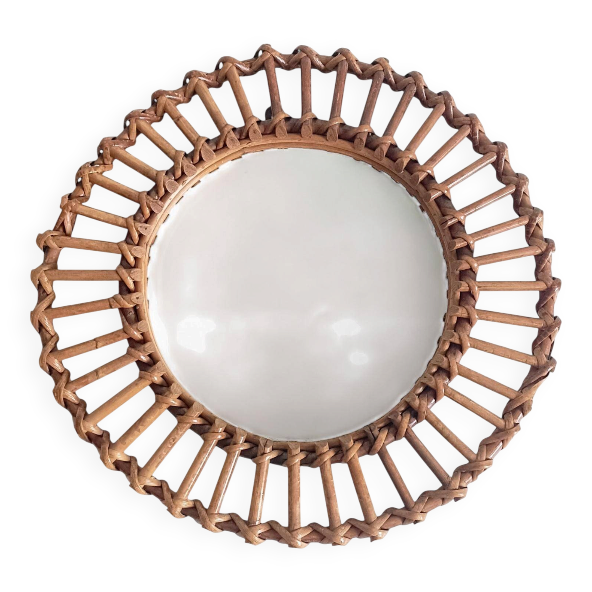 Mid-Century Bamboo Sunburst Mirror, France, Franco Albini Style, 1950s