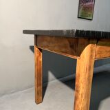 Oak farmhouse table, black top