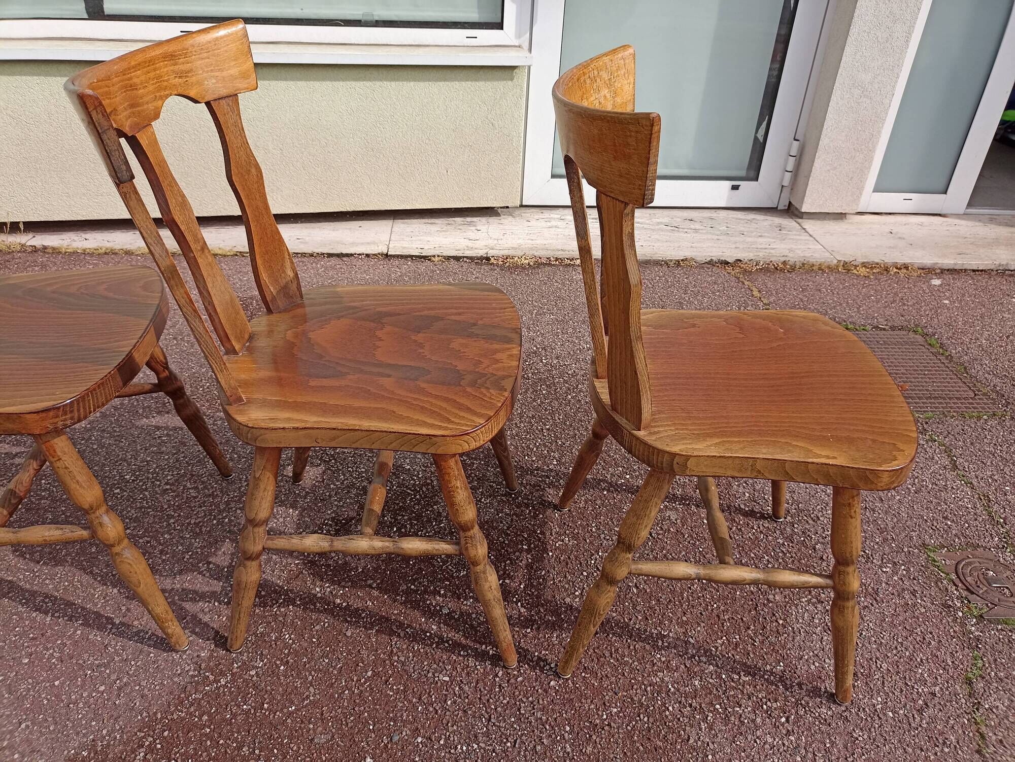Set of 4 bistro bar chairs year 80 - 90 - wooden - baumann