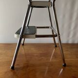 Vintage cosco step stool chair in chrome steel and white skai