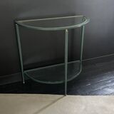 Half-moon console in glass and metal