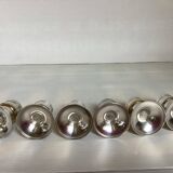 Six silver-plated metal candlesticks with punches