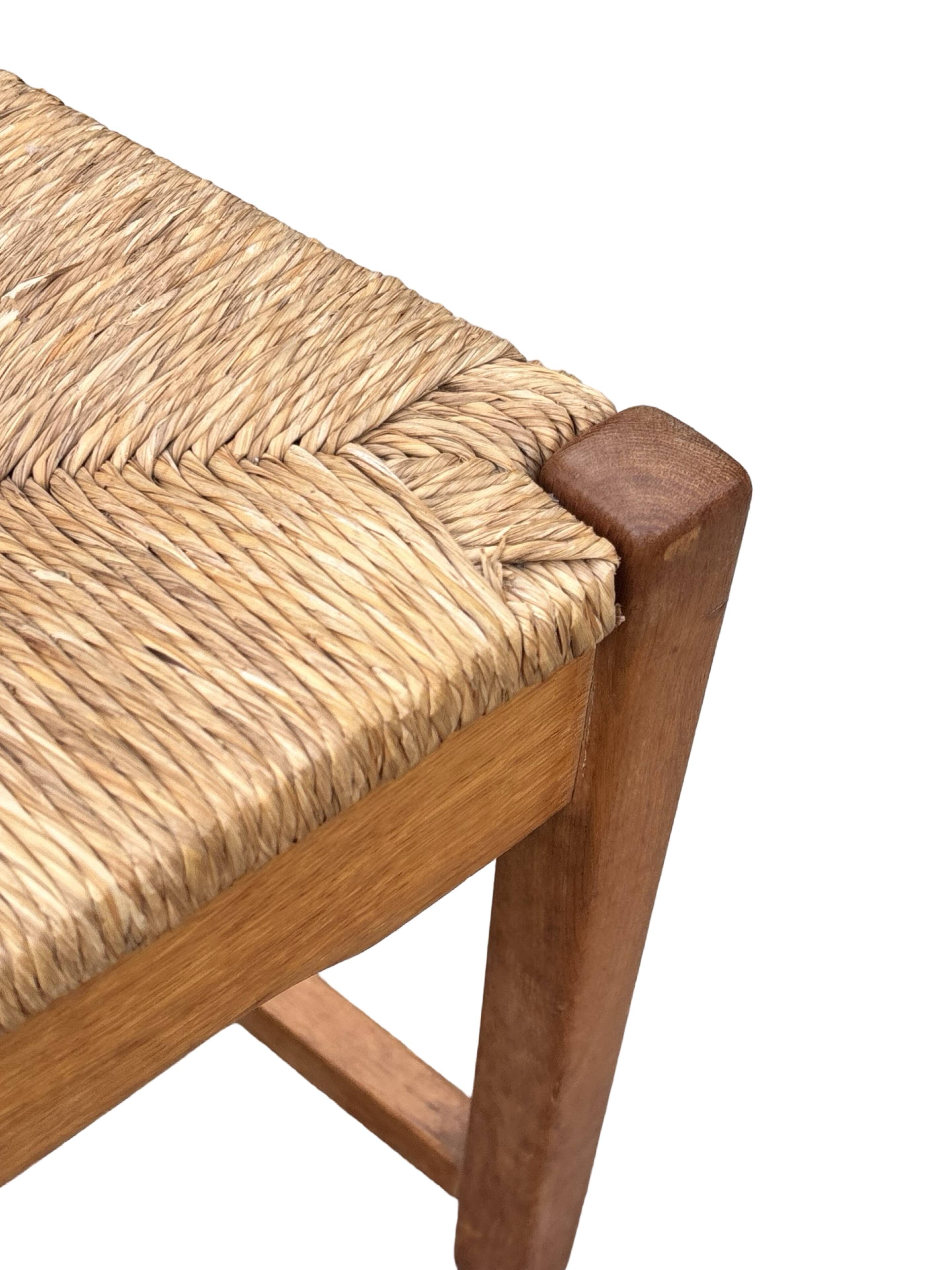 Vintage Set of 4 dining chairs oak and wicker 70's design high back