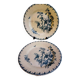 2 flat blue iron earth plates in Gien earthenware