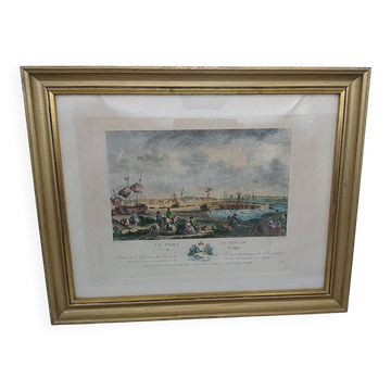 Gravure originale Le port de Roscoff .Fin XIXème .