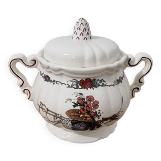 sugar bowl, earthenware from Sarreguemines, Obernai