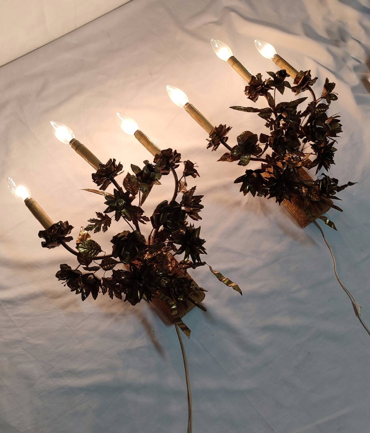 Pair of brass appliques. France, 1960s.