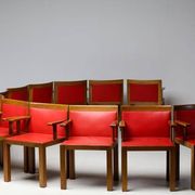 A masterpiece of Italian modernism: eleven Aldo Rossi red Teatro arm chairs