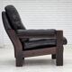 1970s, Danish armchair, brown furniture leather, oak wood.