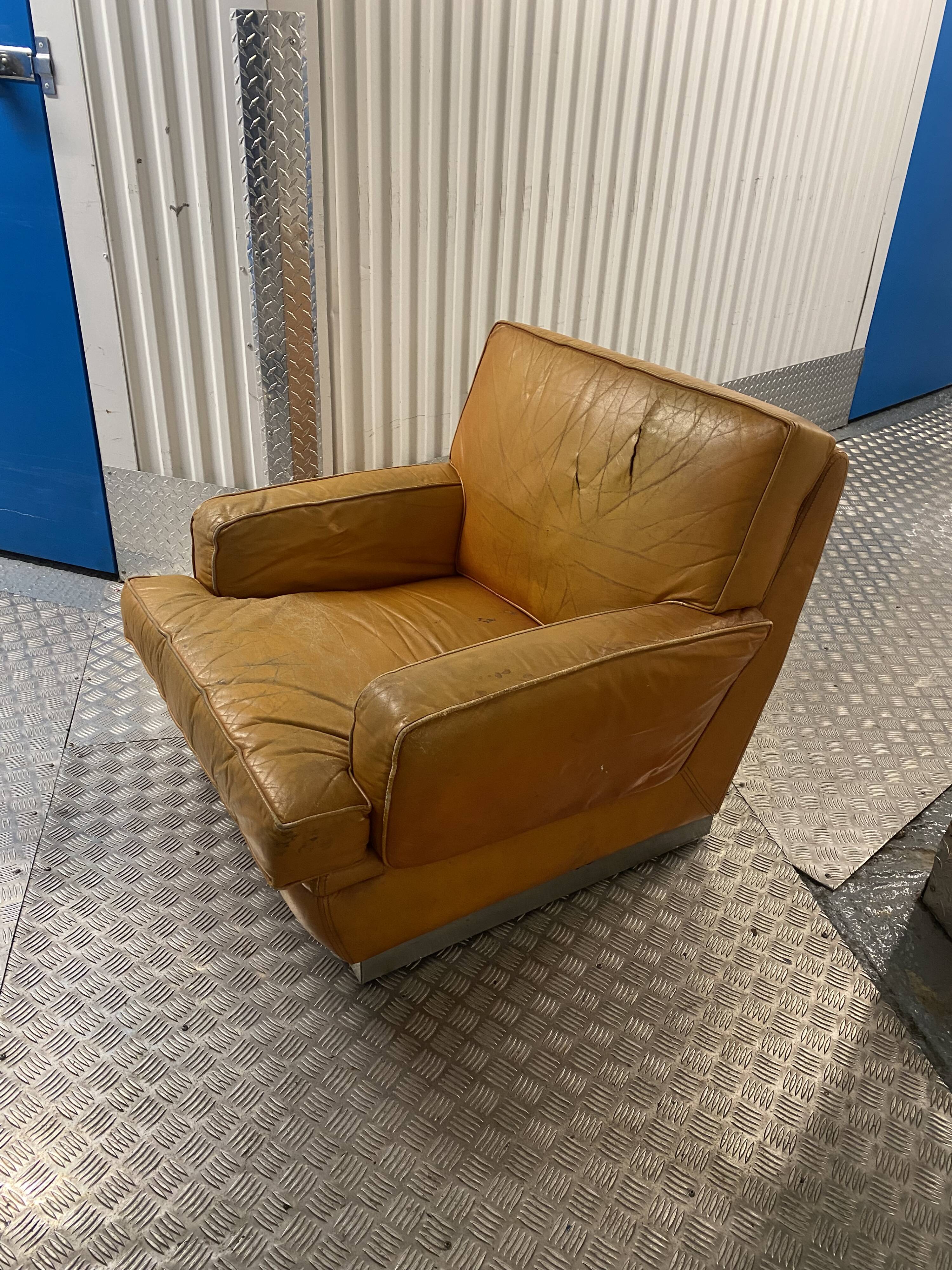 Jacques Charpentier Roche Bobois 1970s Leather Armchair DIY Vintage